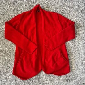 Eileen fisher sweater womens small‎ red open front cardigan wool sustainable